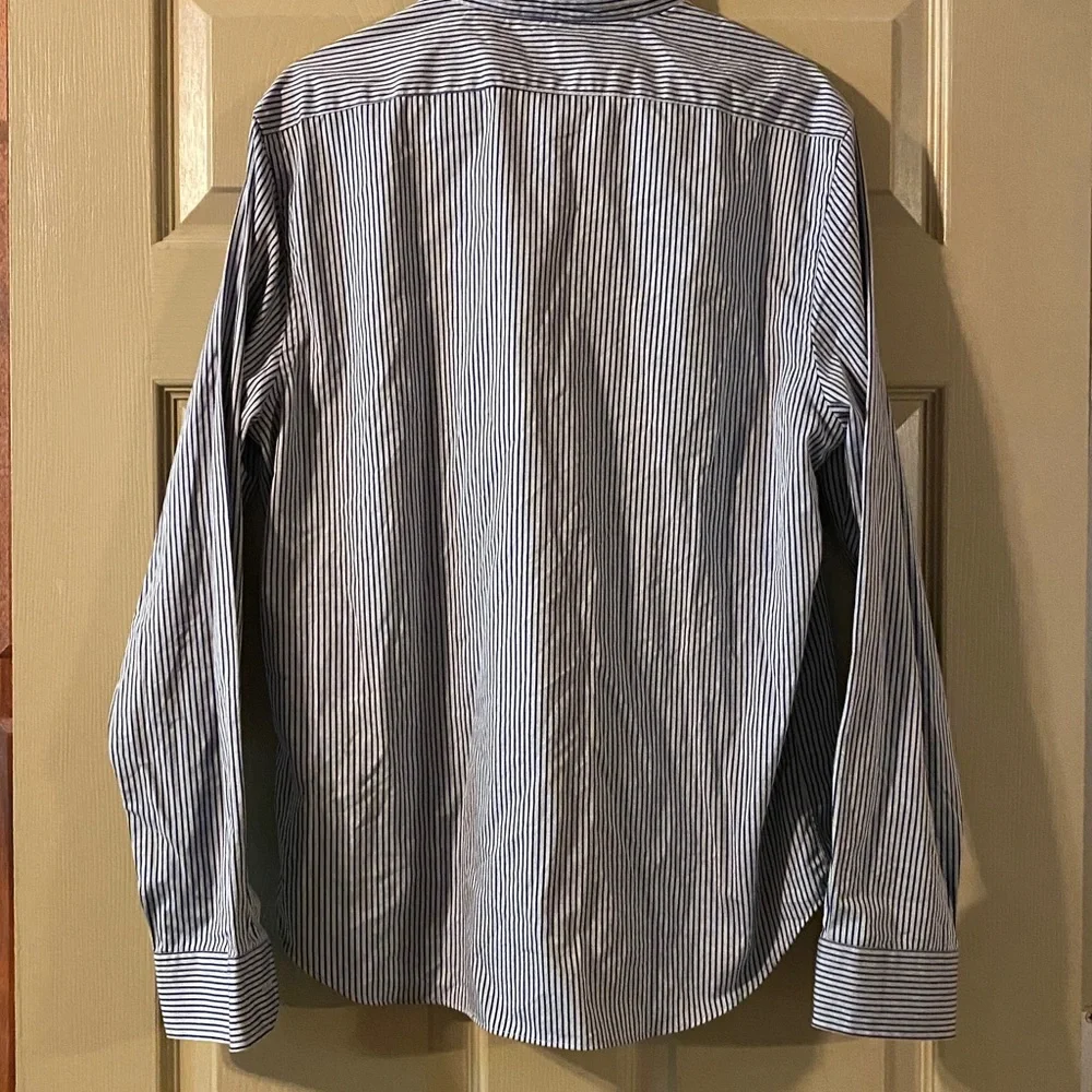 Nautica Men’s Slim Fit Button Down Blue Gray Striped Long Sleeve Size L Cotton - Picture 7 of 8